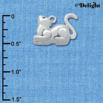 C2811+ - 3-D Crouched Cat - Silver Charm