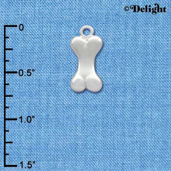 C2812+ - 3-D Silver Dog Bone - Silver Charm