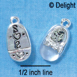 C2817+ - 3-D Silver Baby Shoe with Blue Toe - Silver Charm