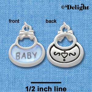 C2829+ - 2-Sided Blue Baby Bib - Silver Charm