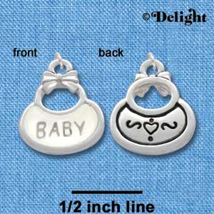 C2830+ - 2-Sided Clear Frosted Baby Bib - Silver Charm