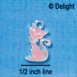 C2879* - Light Pink Cat - Silver Charm