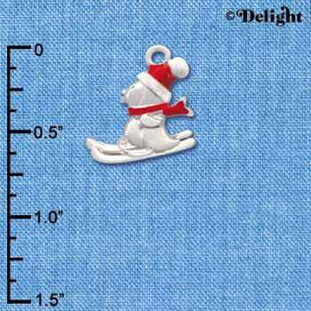 C2894+ - Silver Penguin on Skis - 2 Sided - Silver Charm