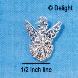 C2896+ - Antiqued Silver Angel - 2 Sided - Silver Charm