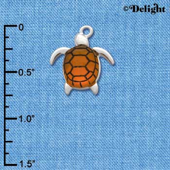 C2900 - Silver Turtle with Amber Resin Body - Silver Charm