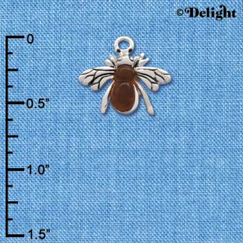 C2908 - Silver Bee with Amber Resin Body - Silver Charm