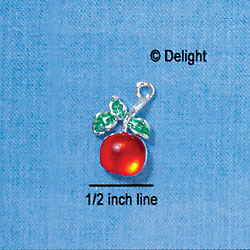 C2912 - Red Resin Apple - Silver Charm