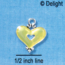 C2924 - Hot Yellow Enamel Heart with Cutout - Silver Charm