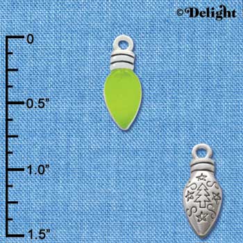 C2945+ - Christmas Lights - Translucent Lime Green Resin - Silver Charm