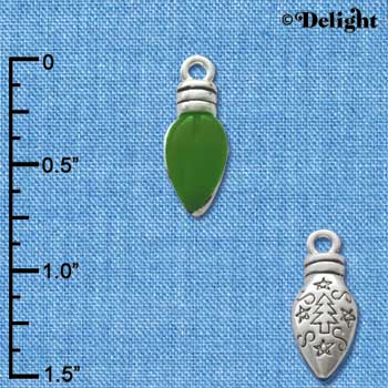 C2946+ - Christmas Lights - Translucent Green Resin - Silver Charm