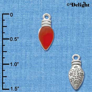 C2951+ - Christmas Lights - Translucent Red Resin - Silver Charm