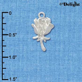 C2960 - Antiqued Silver Rose Charm - Silver Charm