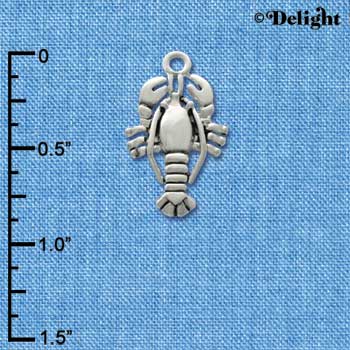 C2961 - Antiqued Silver Lobster Charm - Silver Charm