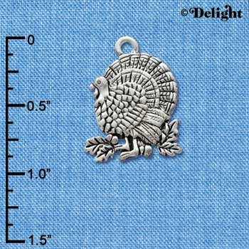 C2966+ - Antiqued Silver Turkey - 2 sided - Silver Charm