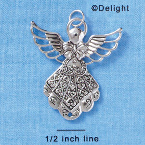 C2977 - 2-Sided Jumbo Antiqued Imitation Rhodium Angel - Imitation Rhodium Plated Charm