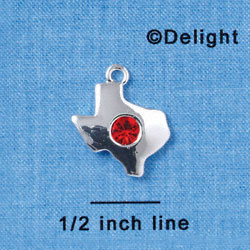 C2982 - Silver Texas with Red Swarovski Crystal Stone - Silver Charm