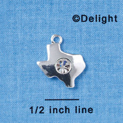 C2986 - Silver Texas with Clear Swarovski Crystal Stone - Silver Charm