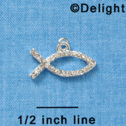 C3021* - Small Clear Swarovski Crystal Christian fish - Silver Charm