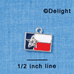 C3029 - Enamel Texas Flag with Clear Swarovski Crystal Star - Silver Charm