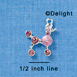 C3136 - Pink Swarovski Poodle - Silver Charm