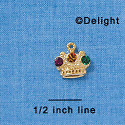 C3142 - Mardi Gras Crown with Swarovski Crystals - Gold Charm