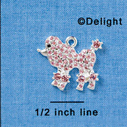 C3146 - Pink Swarovski Poodle with Mini Stones - Silver Charm