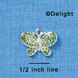 C3172 - Peridot Green Swarovski Crystal Butterfly with Peridot AB Accents - Silver Charm