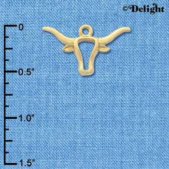 C3257 - Large Longhorn Head Outline Gold Charm