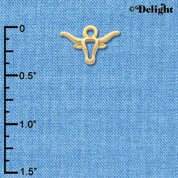 C3258 - Mini Longhorn Head Outline Gold Charm 