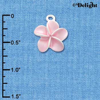 C3260 - Pearl Pink Plumeria Flower - Silver Charm