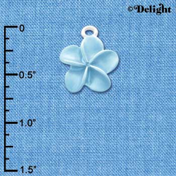 C3261 - Pearl Blue Plumeria Flower - Silver Charm