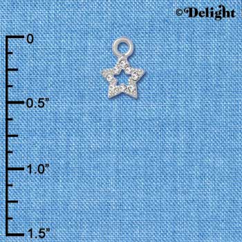 C3291 - Mini Clear Swarovski Crystal Star - Silver Charm ( 6 charms per package)