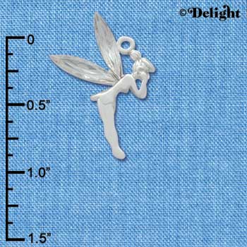 C3315 - Large Silver Fairy with Clear Resin Wings - Silver Charm