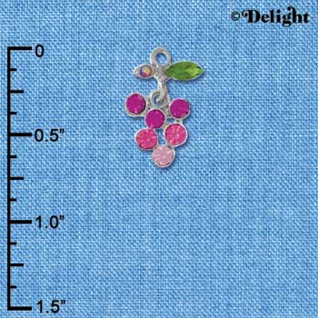 C3320 - Swarovski Crystal Purple Grape Bunch - Silver Charm