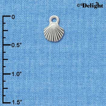 C3332+ - Mini Silver Sea Shell - 2 sided - Silver Charm