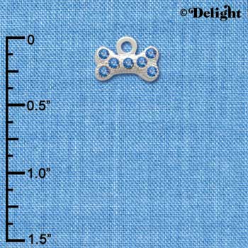 C3347 - Mini Swarovski Blue Crystal Dog Bone - Silver Charm