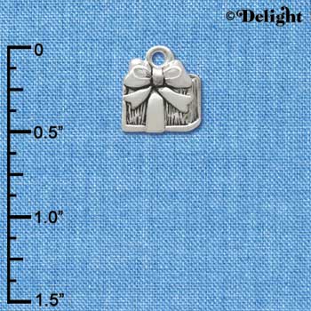 C3357 - Small Antiqued Silver Present - Silver Charm