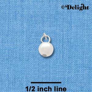 C3361+ - 6mm Glass Pearl Bead Drop with Head Pin - Silver Charm