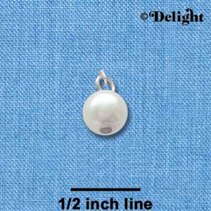 C3362+ - 8mm Glass Pearl Bead Drop with Fancy Eye Pin- Silver Charm