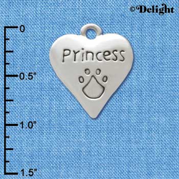 C3374 - Heart Princess Paw - Silver Charm