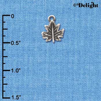 C3418 - Mini 2 Sided Antiqued Leaf - Silver Charm