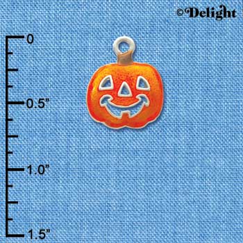 C3421 - Translucent Orange Jack O'Lantern Pumpkin - Silver Charm