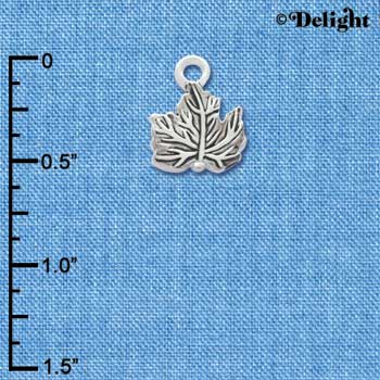 C3422 - Mini 2 Sided Antiqued Leaf - Silver Charm