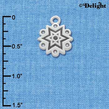 C3447 - Antiqued Snowflake - 2 Sided - Silver Charm