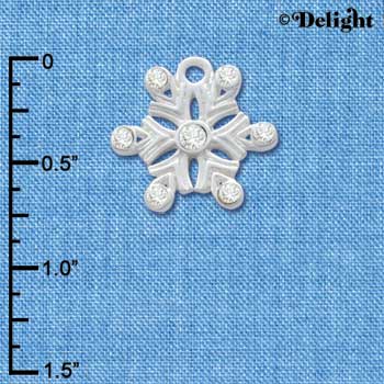 C3450 - Snowflake with 7 Clear Swarovski Crystals - Silver Charm
