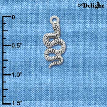 C3468 tlf - Medium Silver Antiqued Snake - Silver Charm