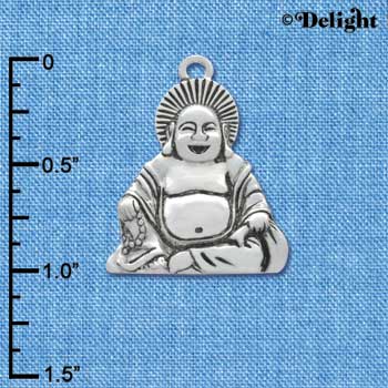C3495 tlf - Large Silver Happy Buddha - Silver Pendant