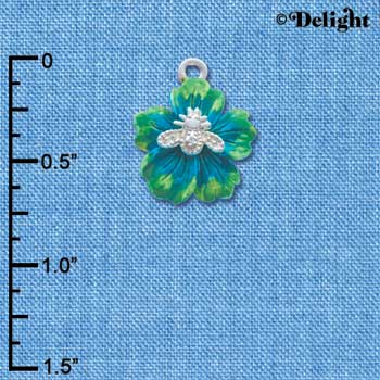 C3532 tlf - Silver Bee on Green Flower - Silver Charm