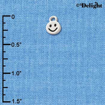 C3536 tlf - Mini Silver Smiley Face - 2-D - Silver Charm