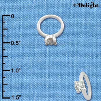 C3541 tlf - Engagement Ring with Swarovski Crystal - Silver Charm